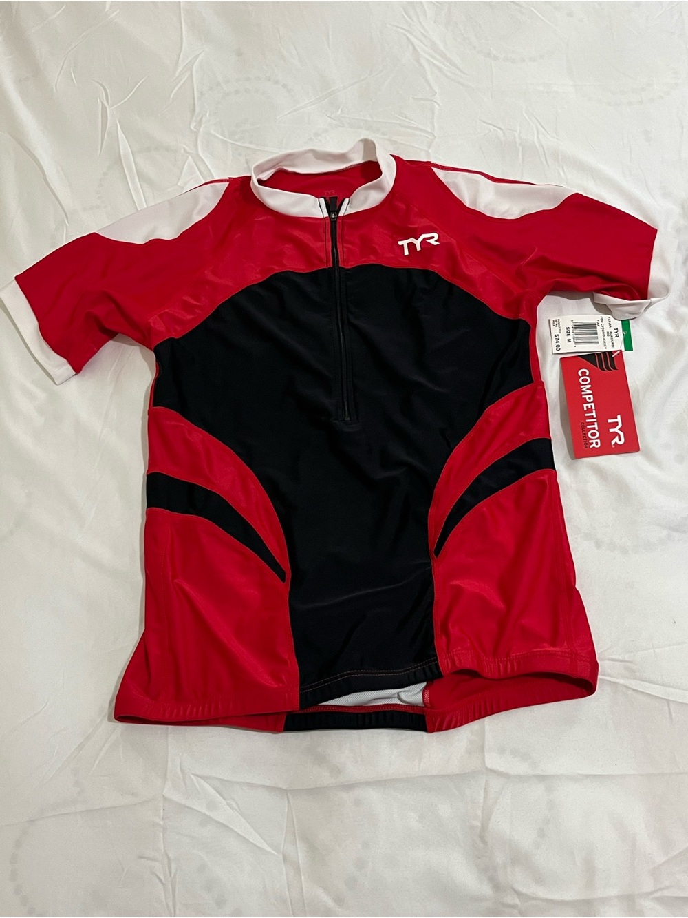 TYR Red and Black Short Sleeve Cycling Top Womens Size Medium New with Tags